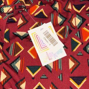 LuLaRoe Classic T Shirt Small Geometric Triangle Bohemian Red Green Yellow Black